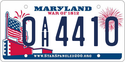 MD license plate 0AH4410