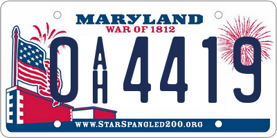 MD license plate 0AH4419