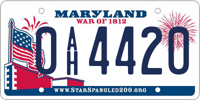 MD license plate 0AH4420