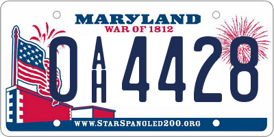 MD license plate 0AH4428