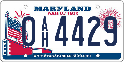 MD license plate 0AH4429