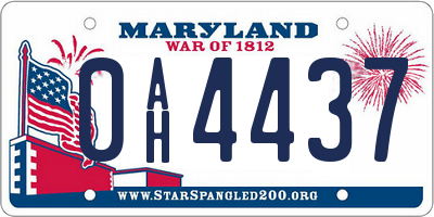 MD license plate 0AH4437