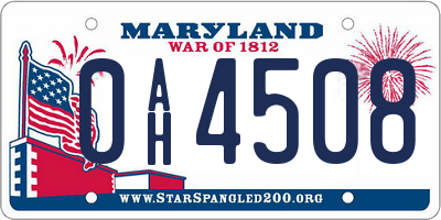 MD license plate 0AH4508