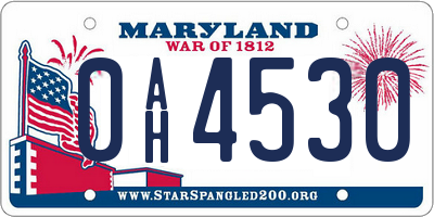 MD license plate 0AH4530
