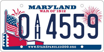 MD license plate 0AH4559