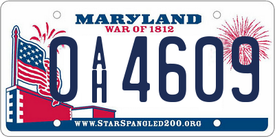 MD license plate 0AH4609