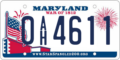 MD license plate 0AH4611
