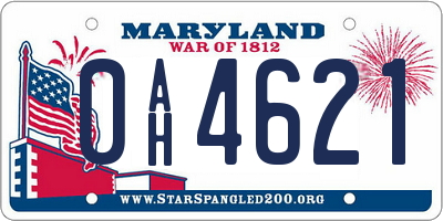 MD license plate 0AH4621