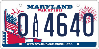 MD license plate 0AH4640