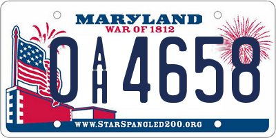 MD license plate 0AH4658
