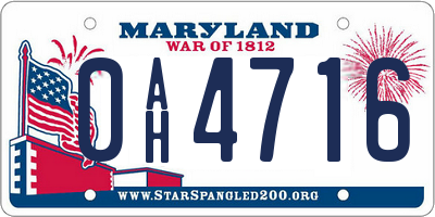 MD license plate 0AH4716