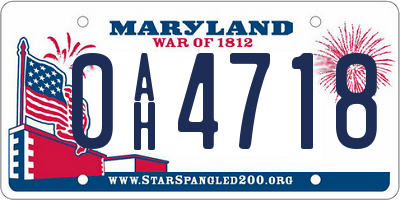 MD license plate 0AH4718