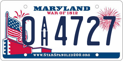 MD license plate 0AH4727
