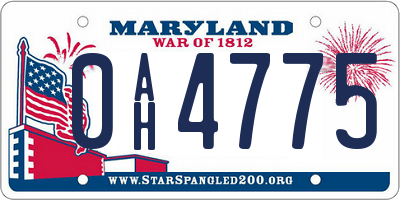 MD license plate 0AH4775