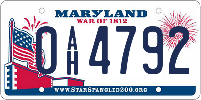 MD license plate 0AH4792