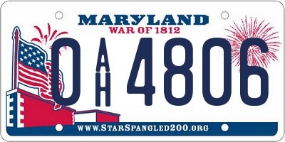 MD license plate 0AH4806