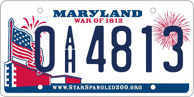 MD license plate 0AH4813
