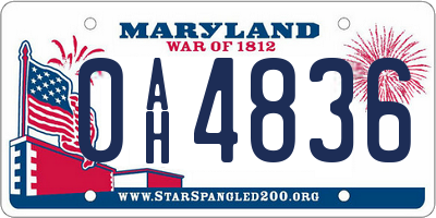 MD license plate 0AH4836