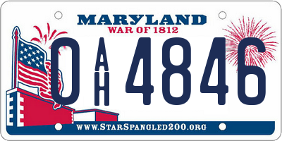 MD license plate 0AH4846