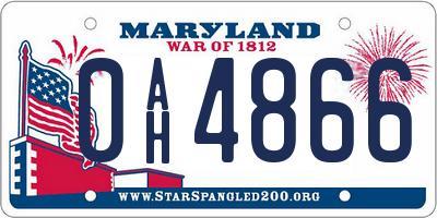 MD license plate 0AH4866