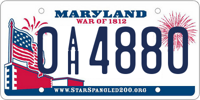 MD license plate 0AH4880