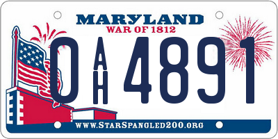 MD license plate 0AH4891