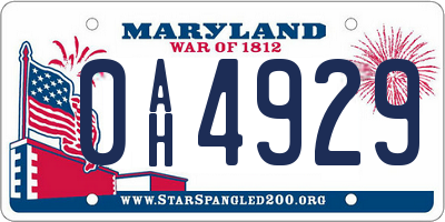 MD license plate 0AH4929