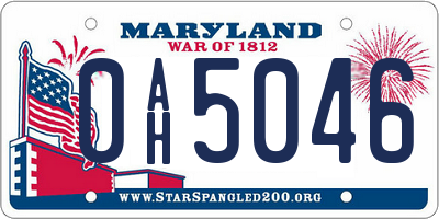 MD license plate 0AH5046