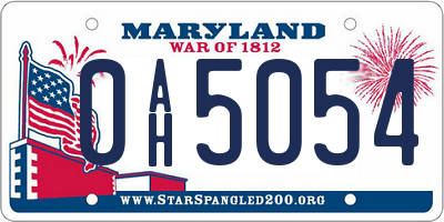 MD license plate 0AH5054