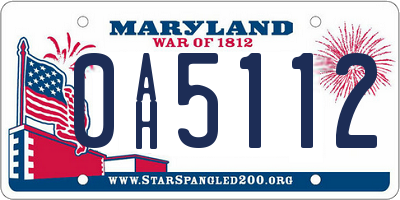 MD license plate 0AH5112