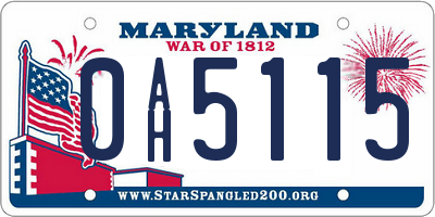 MD license plate 0AH5115