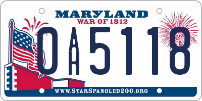 MD license plate 0AH5118