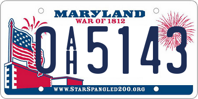 MD license plate 0AH5143