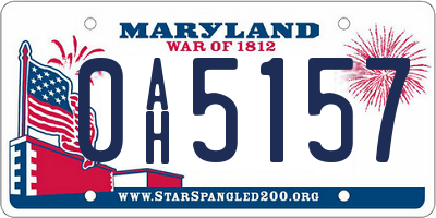 MD license plate 0AH5157