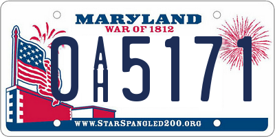 MD license plate 0AH5171