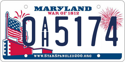 MD license plate 0AH5174
