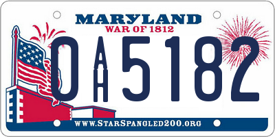 MD license plate 0AH5182