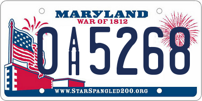 MD license plate 0AH5268