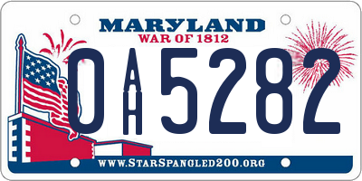 MD license plate 0AH5282