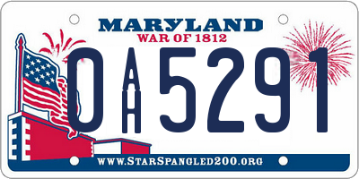 MD license plate 0AH5291