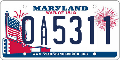 MD license plate 0AH5311
