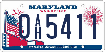 MD license plate 0AH5411