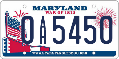 MD license plate 0AH5450