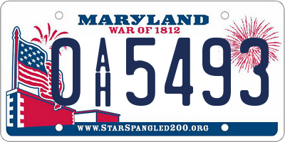 MD license plate 0AH5493
