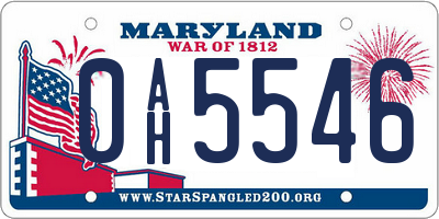 MD license plate 0AH5546