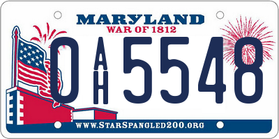 MD license plate 0AH5548