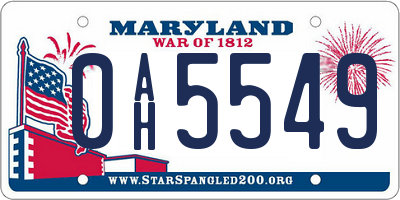 MD license plate 0AH5549