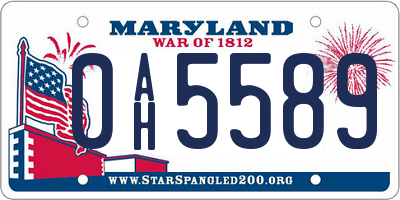 MD license plate 0AH5589
