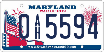MD license plate 0AH5594