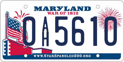 MD license plate 0AH5610